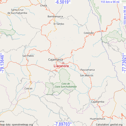 Llacanora on map