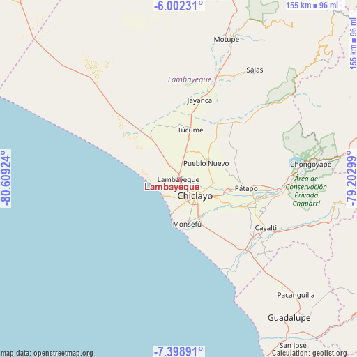 Lambayeque on map