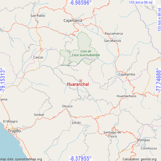 Huaranchal on map