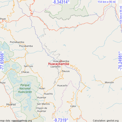 Huacaybamba on map