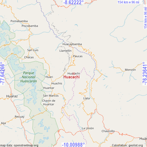Huacachi on map
