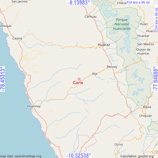Coris on map