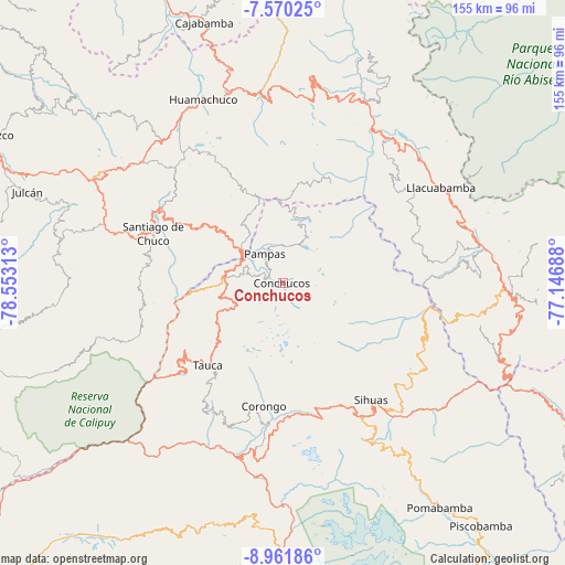 Conchucos on map