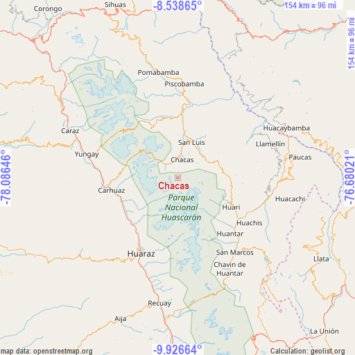 Chacas on map