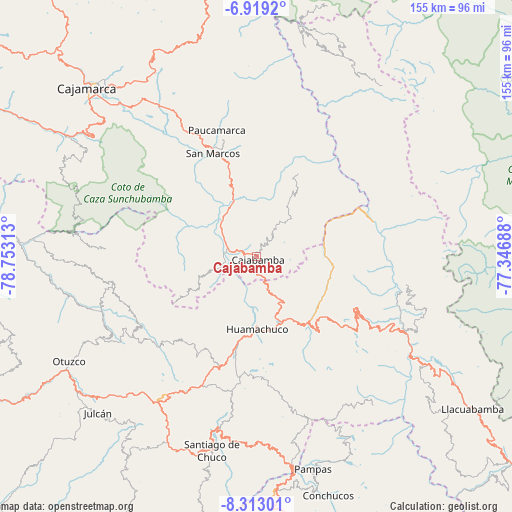 Cajabamba on map