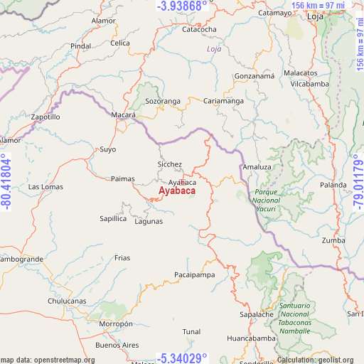 Ayabaca on map