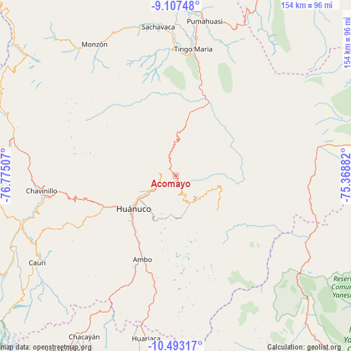 Acomayo on map