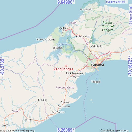 Zangüengas on map