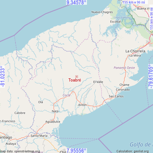 Toabré on map