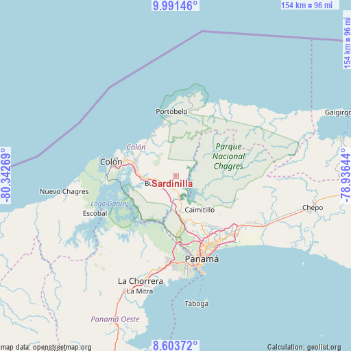 Sardinilla on map