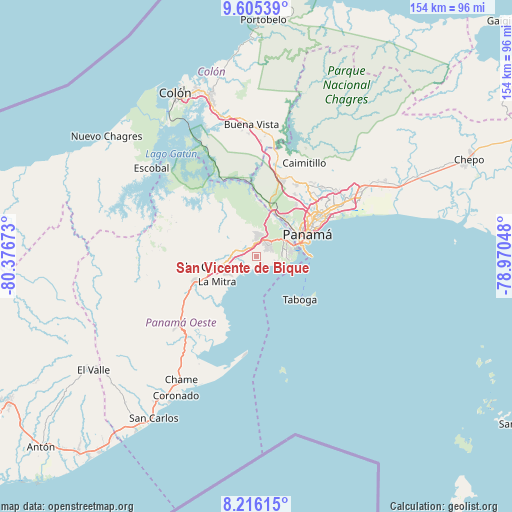 San Vicente de Bique on map