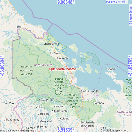 Quebrada Pastor on map