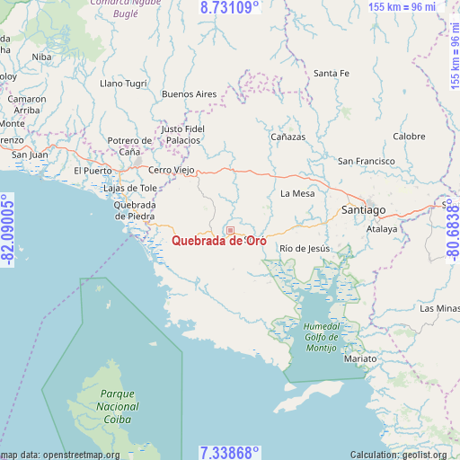 Quebrada de Oro on map