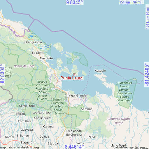Punta Laurel on map