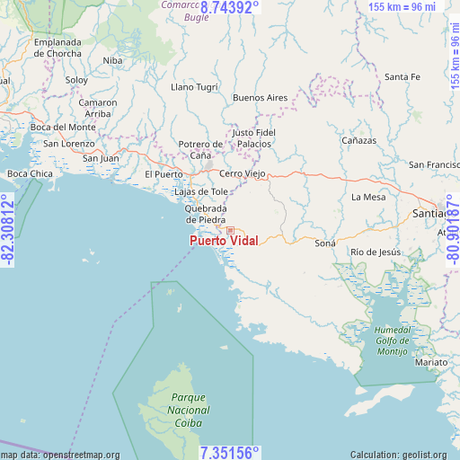 Puerto Vidal on map