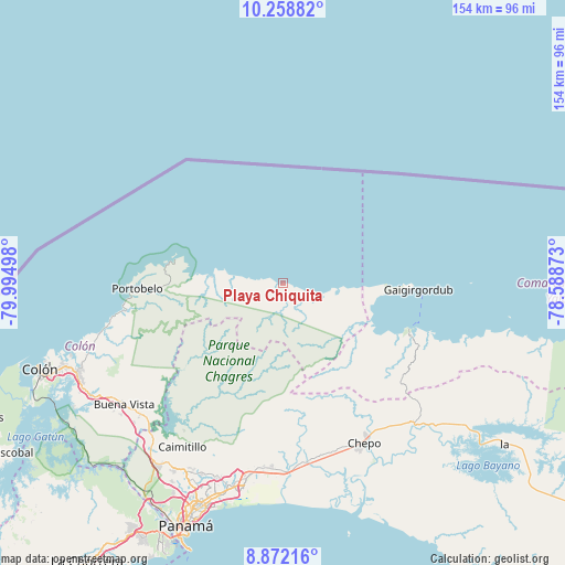 Playa Chiquita on map