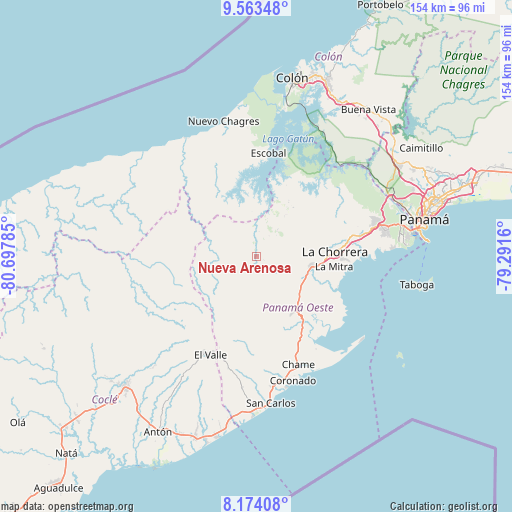 Nueva Arenosa on map