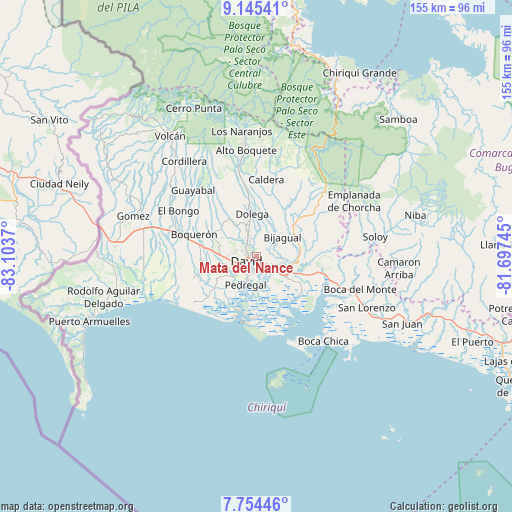 Mata del Nance on map