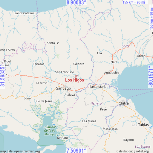 Los Higos on map