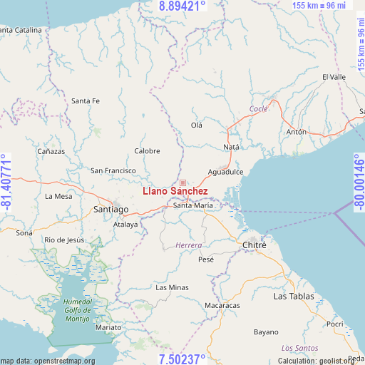 Llano Sánchez on map