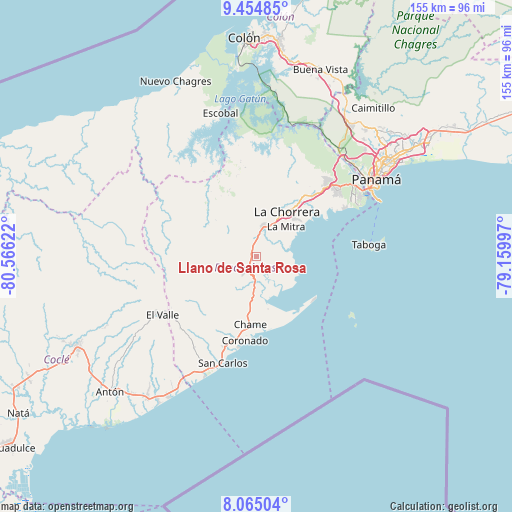 Llano de Santa Rosa on map