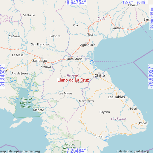 Llano de La Cruz on map