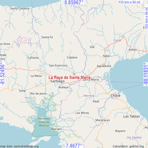 La Raya de Santa María on map