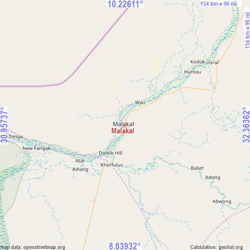 Malakal on map