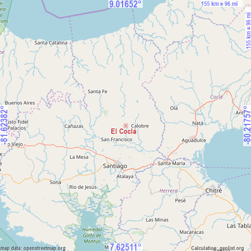 El Coclá on map