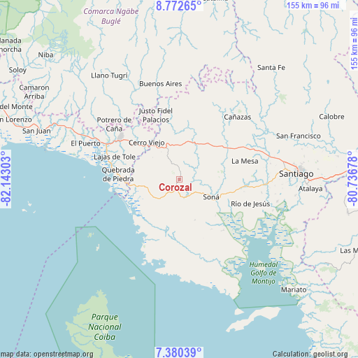 Corozal on map