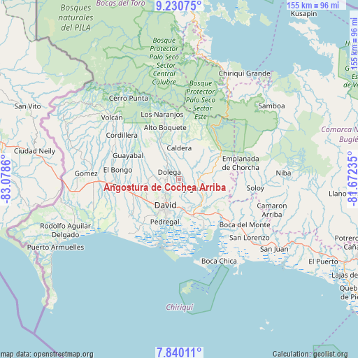 Angostura de Cochea Arriba on map