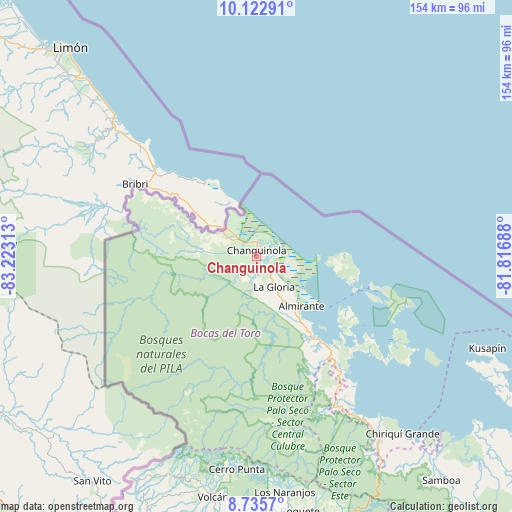Changuinola on map