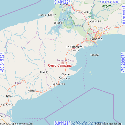 Cerro Campana on map