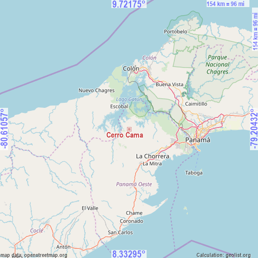 Cerro Cama on map