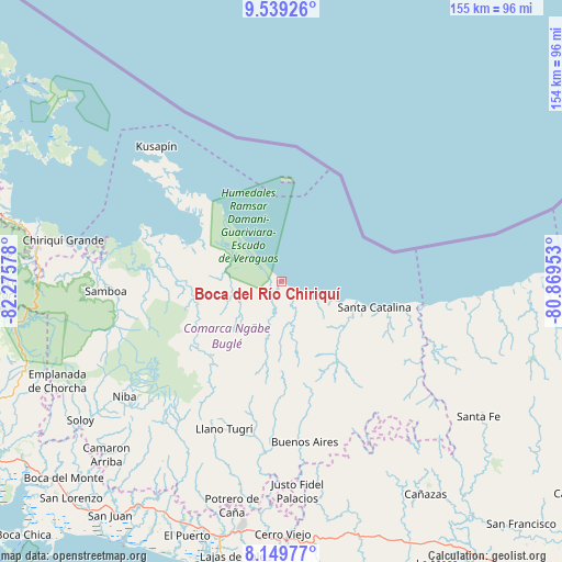 Boca del Río Chiriquí on map