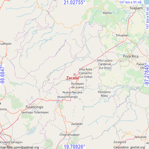 Zacatal on map