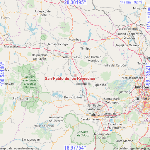 San Pablo de los Remedios on map