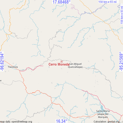 Cerro Moneda on map