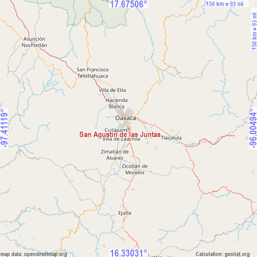 San Agustin de las Juntas on map