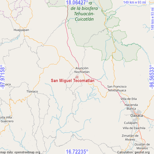 San Miguel Tecomatlán on map