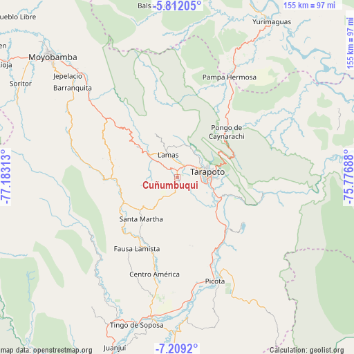 Cuñumbuqui on map