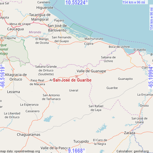 San José de Guaribe on map