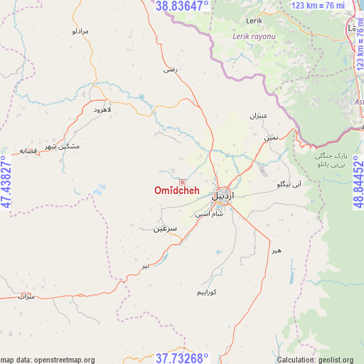 Omīdcheh on map