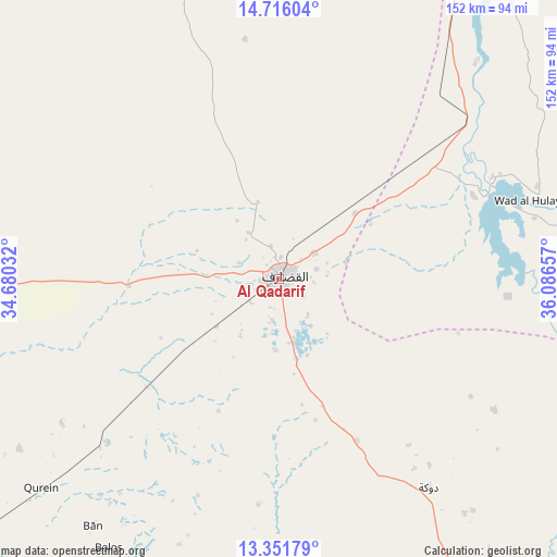 Al Qadarif on map