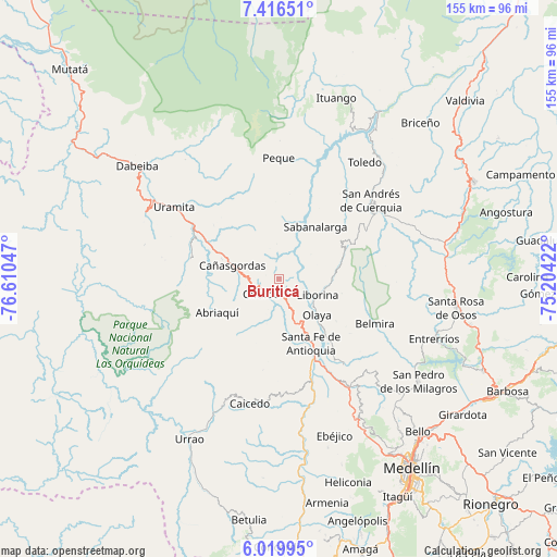 Buriticá on map