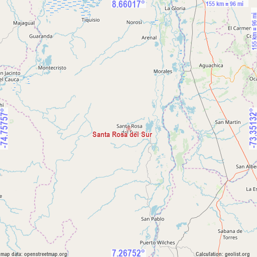 Santa Rosa del Sur on map