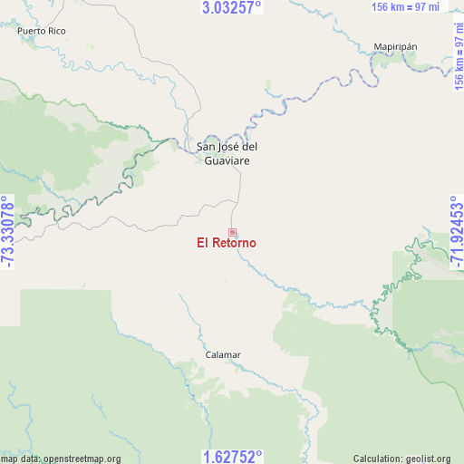 El Retorno on map