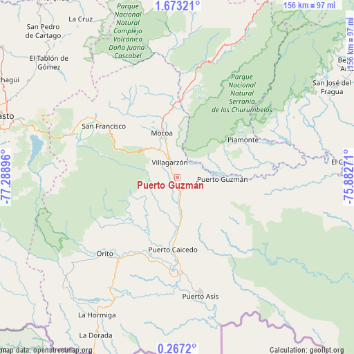 Puerto Guzmán on map