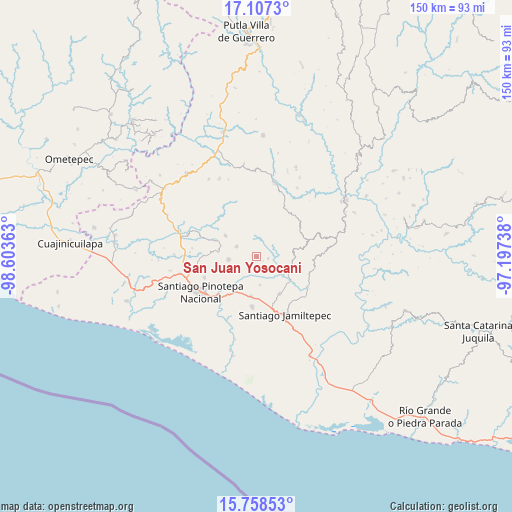 San Juan Yosocani on map
