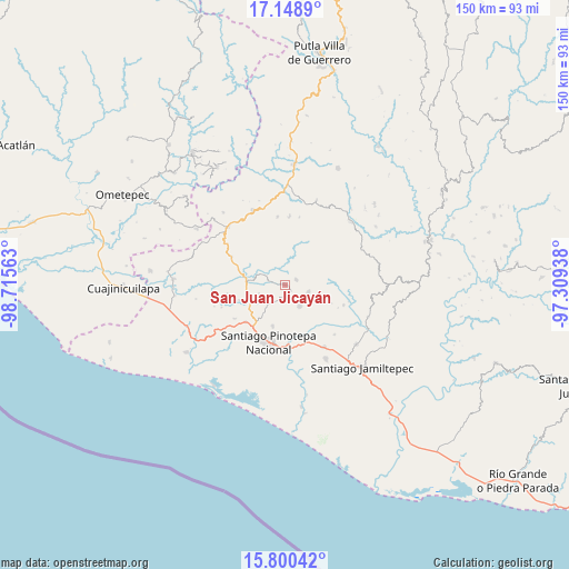 San Juan Jicayán on map